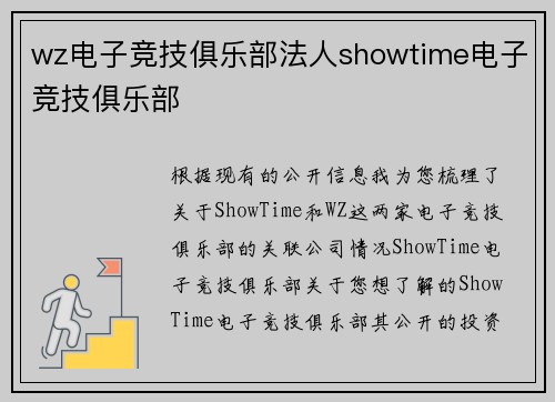 wz电子竞技俱乐部法人showtime电子竞技俱乐部